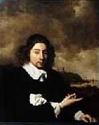 Pieter Cornelis Dommersen Self portrait against landscape background by Jan van Goyen oil painting picture wholesale